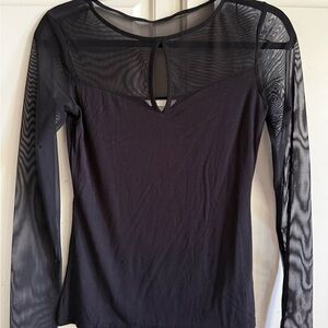 H&M Black Long Sleeve Top with Sheer Details